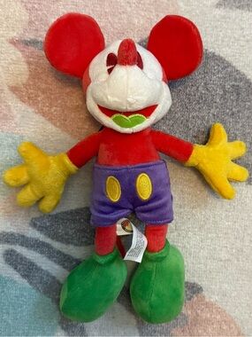 Vintage Disney Parks Red/Green Color-block Mickey Mouse Plush